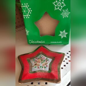 Vintage Christmas Star Chokin plate, Bone China with 24K trim 1987 NEW IN BOX
